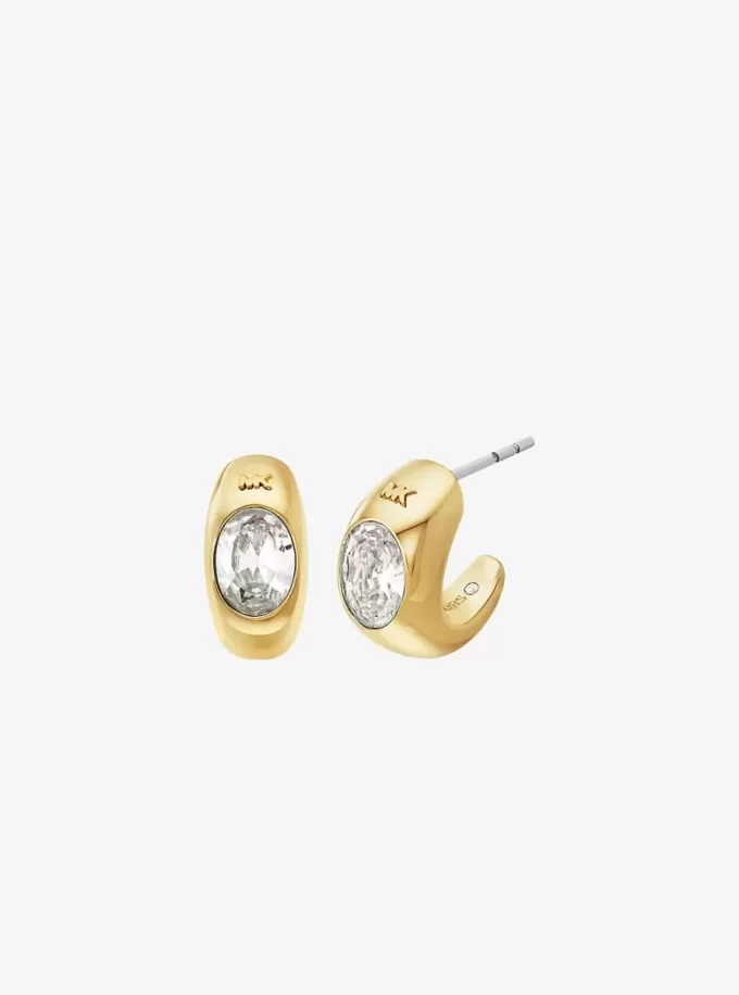 Pendientes de aro Huggie con circonita cúbica bañados en metal precioso