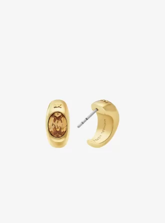 Pendientes de aro Huggie con circonita cúbica bañados en metal precioso