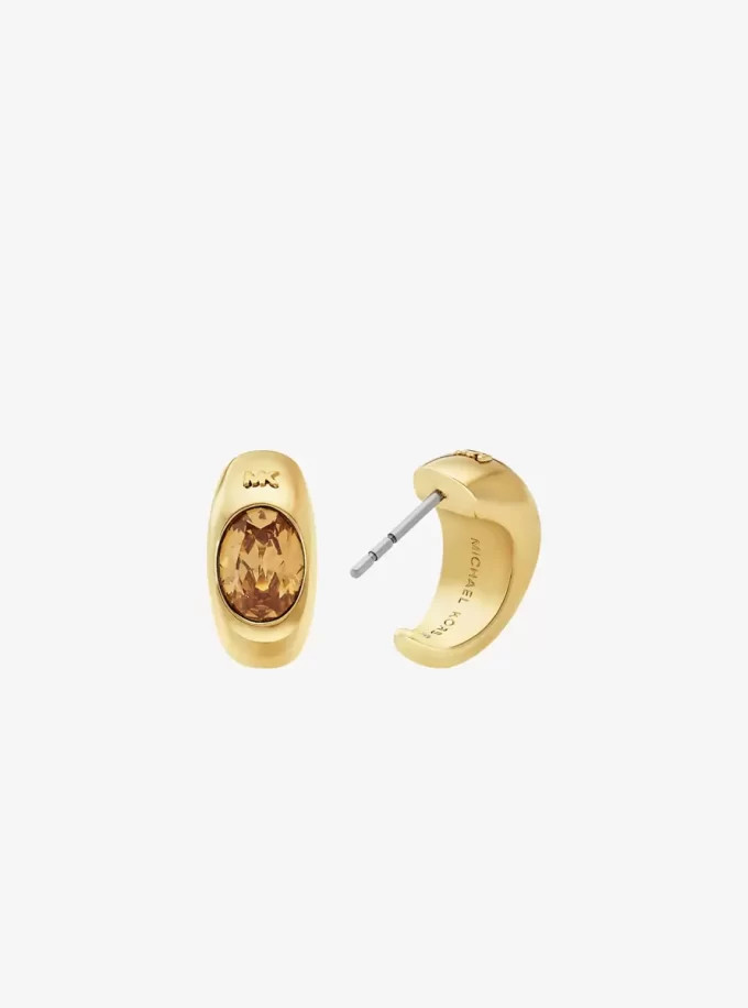 Pendientes de aro Huggie con circonita cúbica bañados en metal precioso