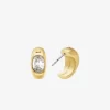 Pendientes de aro Huggie con circonita cúbica bañados en metal precioso