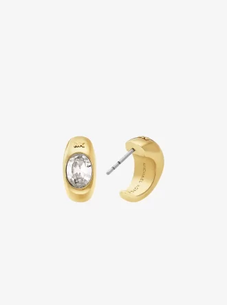 Pendientes de aro Huggie con circonita cúbica bañados en metal precioso