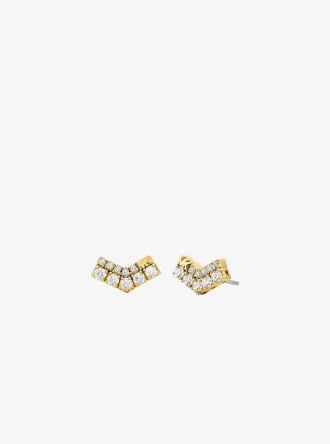 Pendientes de botón con diseño de chevrón pavé