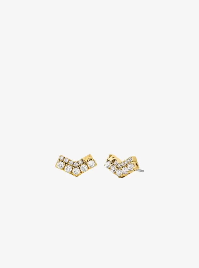 Pendientes de botón con diseño de chevrón pavé Pendientes de botón con diseño de chevrón pavé