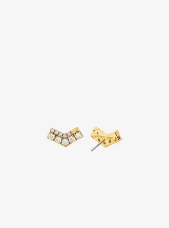 Pendientes de botón con diseño de chevrón pavé