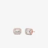 Pendientes de botón con halo pavé chapados en metal precioso