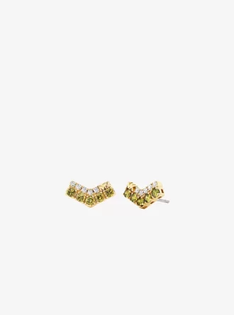 Pendientes de chevron con pavé de dos tonos