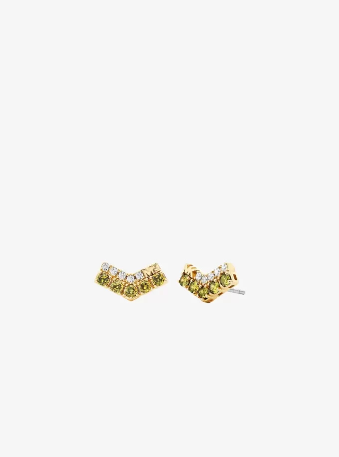 Pendientes de chevron con pavé de dos tonos Pendientes de chevron con pavé de dos tonos