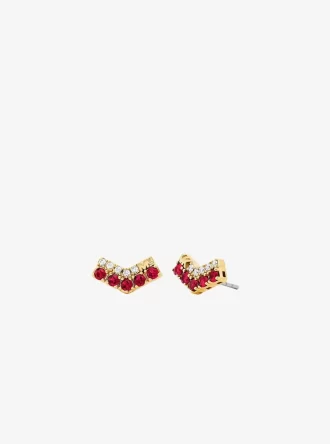 Pendientes de chevron con pavé de dos tonos