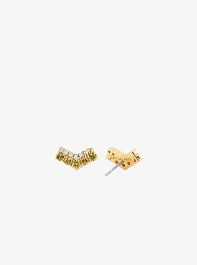 Pendientes de chevron con pavé de dos tonos Pendientes de chevron con pavé de dos tonos