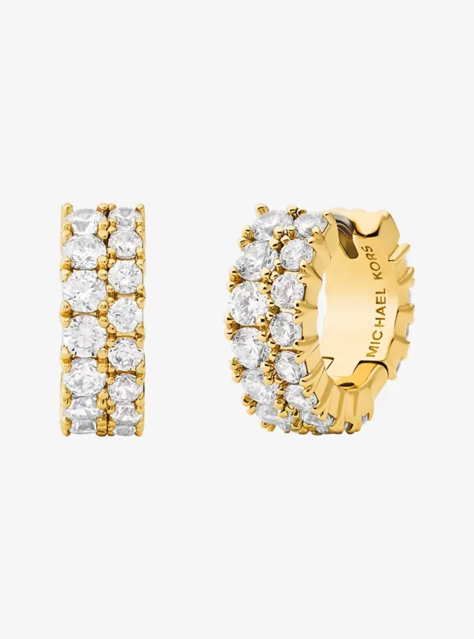 Pendientes Huggie con doble pavé
