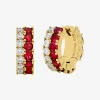 Pendientes Huggie con piedra de dos tonos