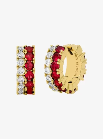 Pendientes Huggie con piedra de dos tonos