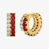 Pendientes Huggie con piedra de dos tonos