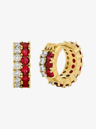 Pendientes Huggie con piedra de dos tonos