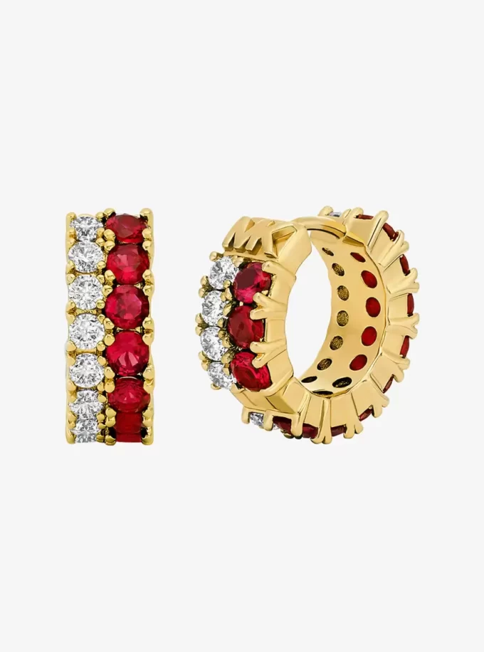 Pendientes Huggie con piedra de dos tonos