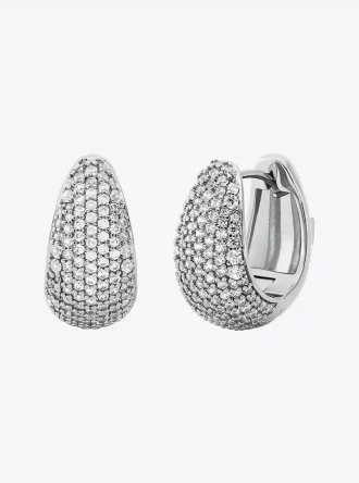 Pendientes Huggie de latón con pavé de metal precioso en forma de lágrima