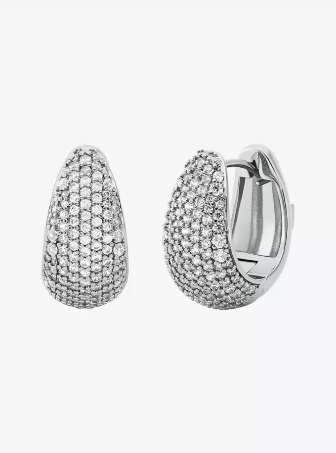 Pendientes Huggie de latón con pavé de metal precioso en forma de lágrima Pendientes Huggie de latón con pavé de metal precioso en forma de lágrima