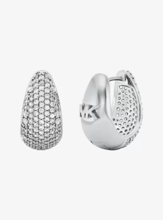 Pendientes Huggie de latón con pavé de metal precioso en forma de lágrima