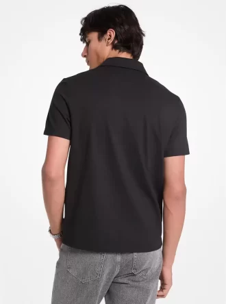 Polo de piqué de mezcla de algodón con cremallera