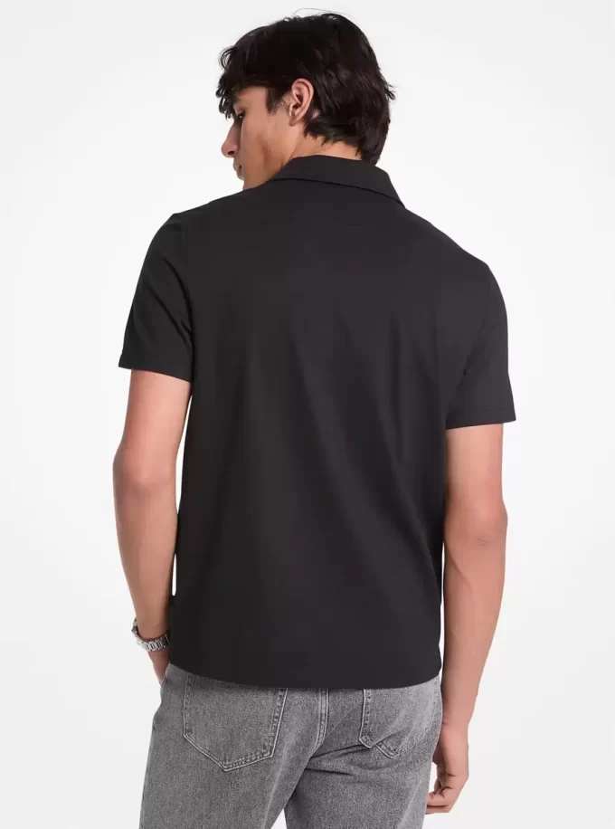 Polo de piqué de mezcla de algodón con cremallera