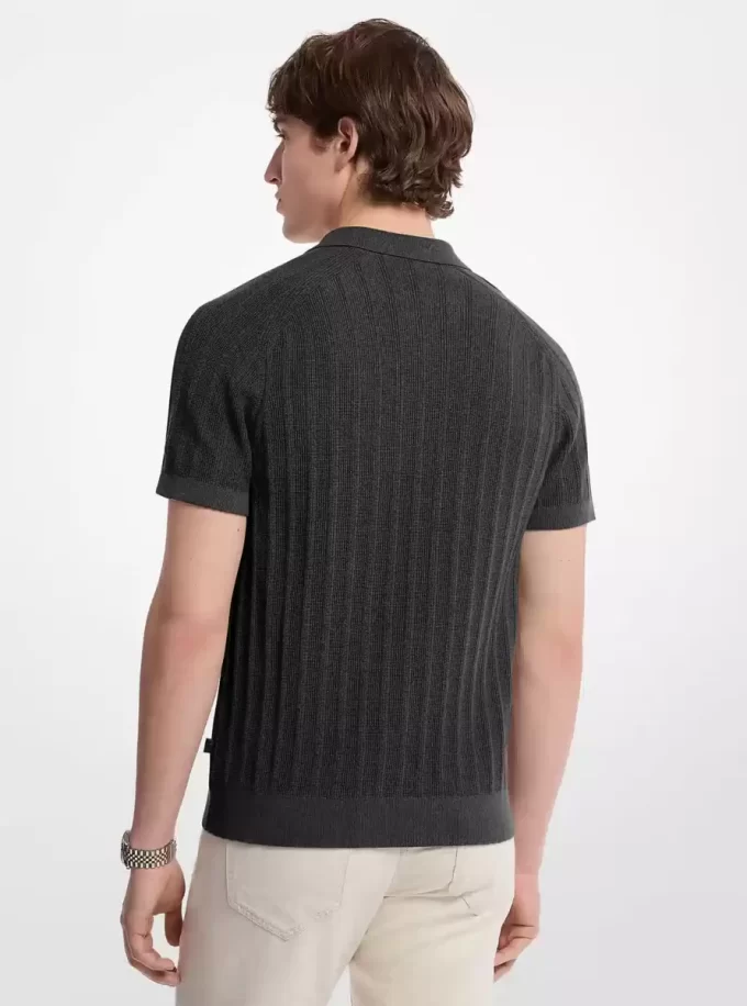 Polo de punto de algodón con cremallera Polo de punto de algodón con cremallera