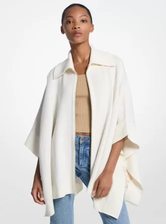 Poncho reversible de mezcla de algodón con cremallera y logotipo
