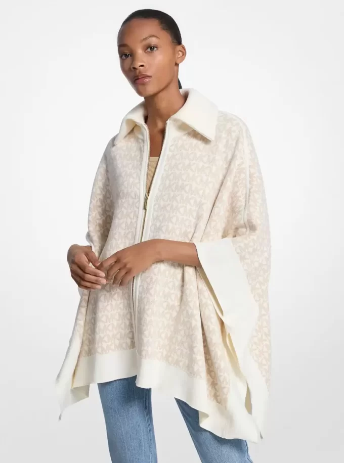 Poncho reversible de mezcla de algodón con cremallera y logotipo Poncho reversible de mezcla de algodón con cremallera y logotipo