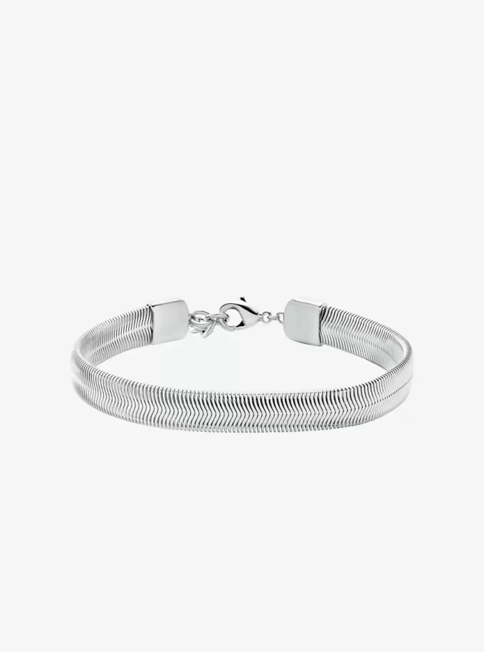 Pulsera de cadena de serpiente de latón chapado en metal precioso