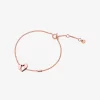 Pulsera de corazón de plata de ley chapada en metal precioso Pulsera de corazón de plata de ley chapada en metal precioso