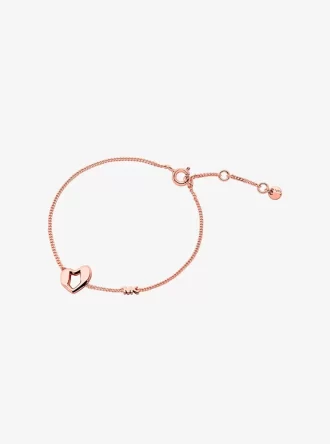 Pulsera de corazón de plata de ley chapada en metal precioso