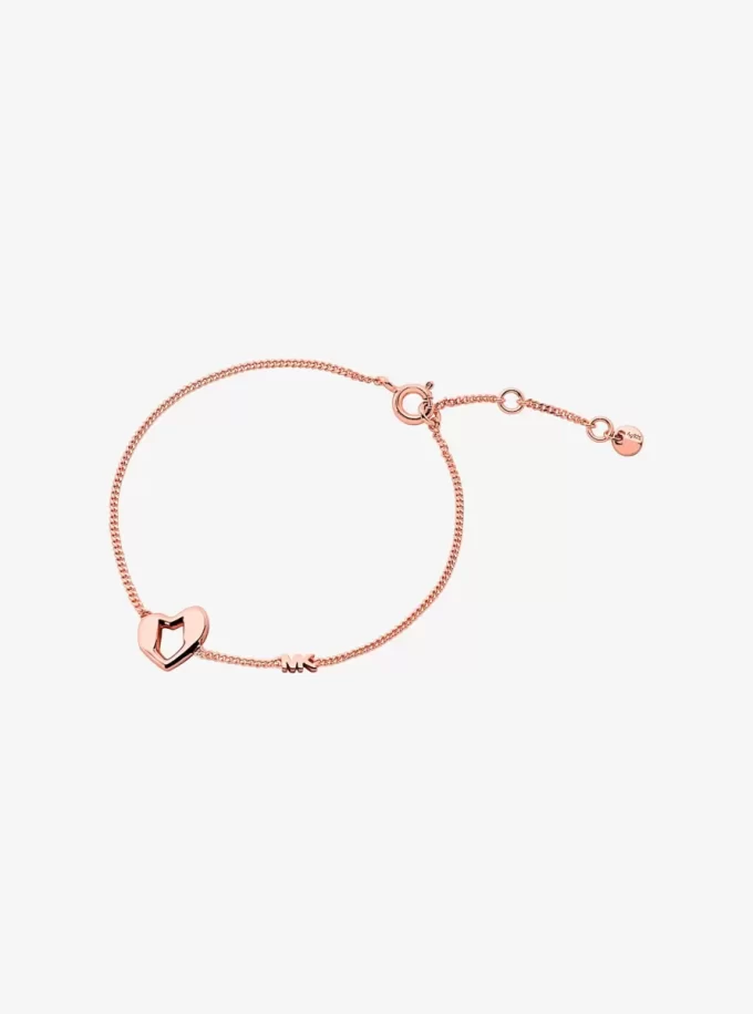 Pulsera de corazón de plata de ley chapada en metal precioso Pulsera de corazón de plata de ley chapada en metal precioso