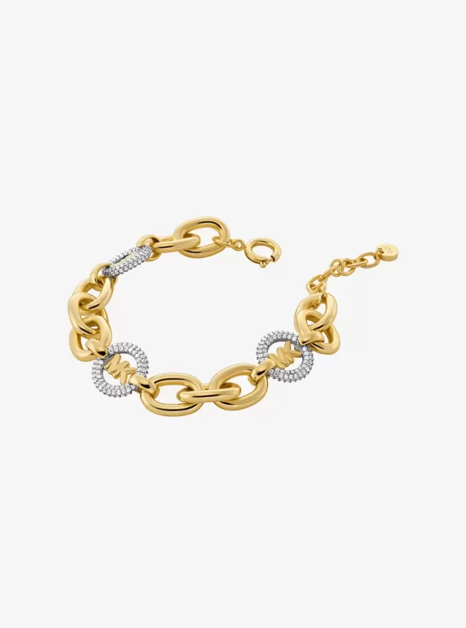 Pulsera de eslabones con dije de cadena y logotipo pavé Pulsera de eslabones con dije de cadena y logotipo pavé