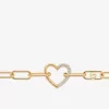 Pulsera de eslabones curvos con corazón pavé Pulsera de eslabones curvos con corazón pavé
