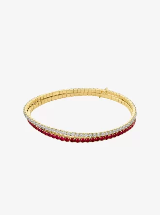 Pulsera de tenis elástica de doble vuelta con circonitas cúbicas