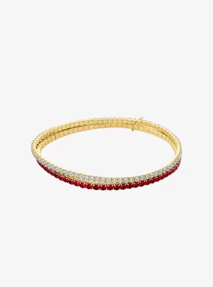 Pulsera de tenis elástica de doble vuelta con circonitas cúbicas Pulsera de tenis elástica de doble vuelta con circonitas cúbicas