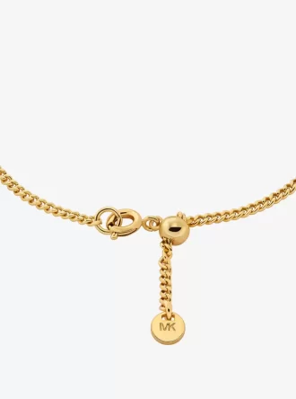 Pulsera deslizante bicolor con colgante pavé y logotipo
