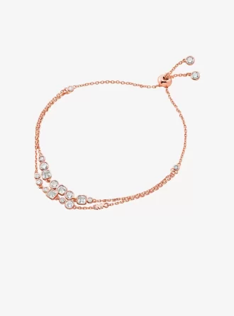 Pulsera deslizante con bisel de plata de ley chapada en metal precioso