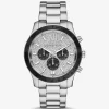 Reloj Berkley de gran tamaño con pavé en tono plateado