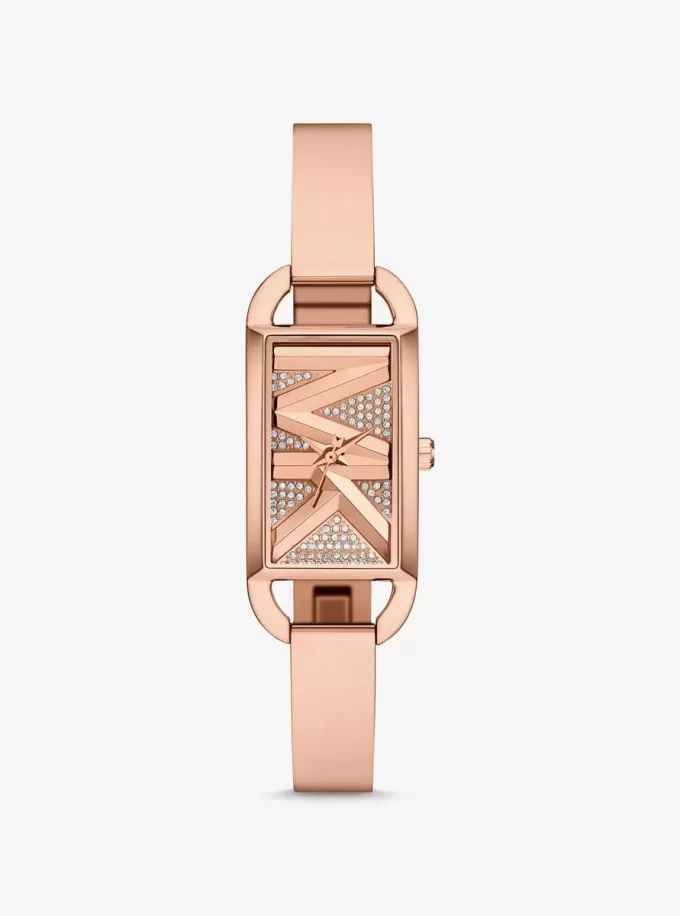 Reloj brazalete Mini Empire Pavé en tono oro rosa