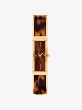 Reloj brazalete Yazmeen de acetato dorado y carey