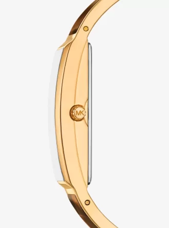 Reloj brazalete Yazmeen de acetato dorado y carey