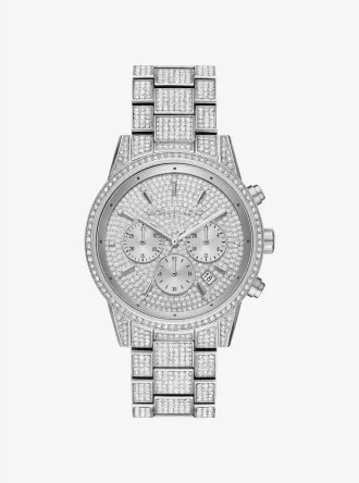 Reloj Bryant con pavé en tono plateado
