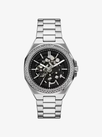Reloj Callum Pavé de gran tamaño en tono plateado