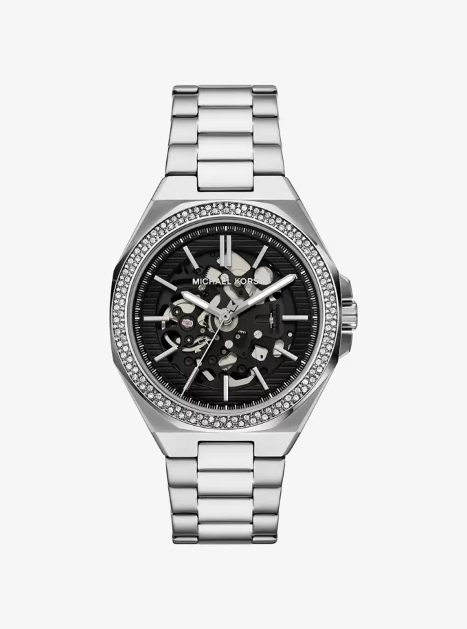 Reloj Callum Pavé de gran tamaño en tono plateado