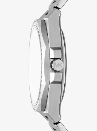 Reloj Callum Pavé de gran tamaño en tono plateado