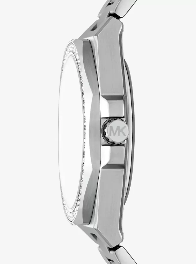Reloj Callum Pavé de gran tamaño en tono plateado