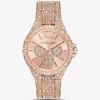 Reloj Camille Pavé extragrande en tono oro rosa