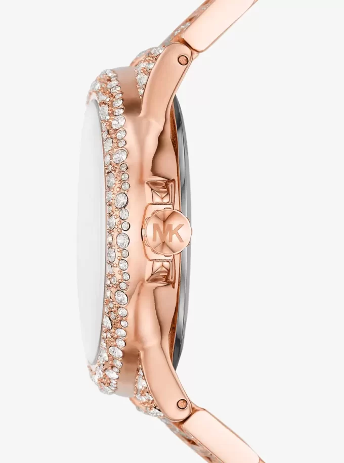 Reloj Camille Pavé extragrande en tono oro rosa