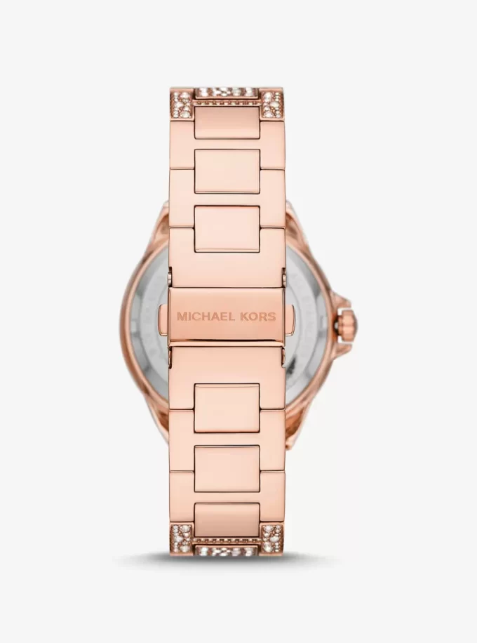 Reloj Camille Pavé extragrande en tono oro rosa