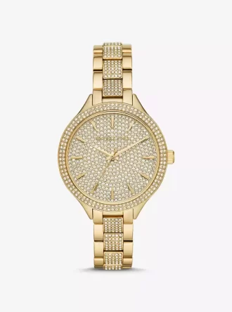 Reloj con pavé en tono dorado